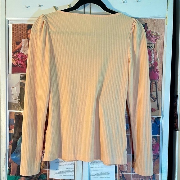 ANTHROPOLOGIE Puffed Sleeve Shirt in Creamsicle XS - Picture 4 of 7